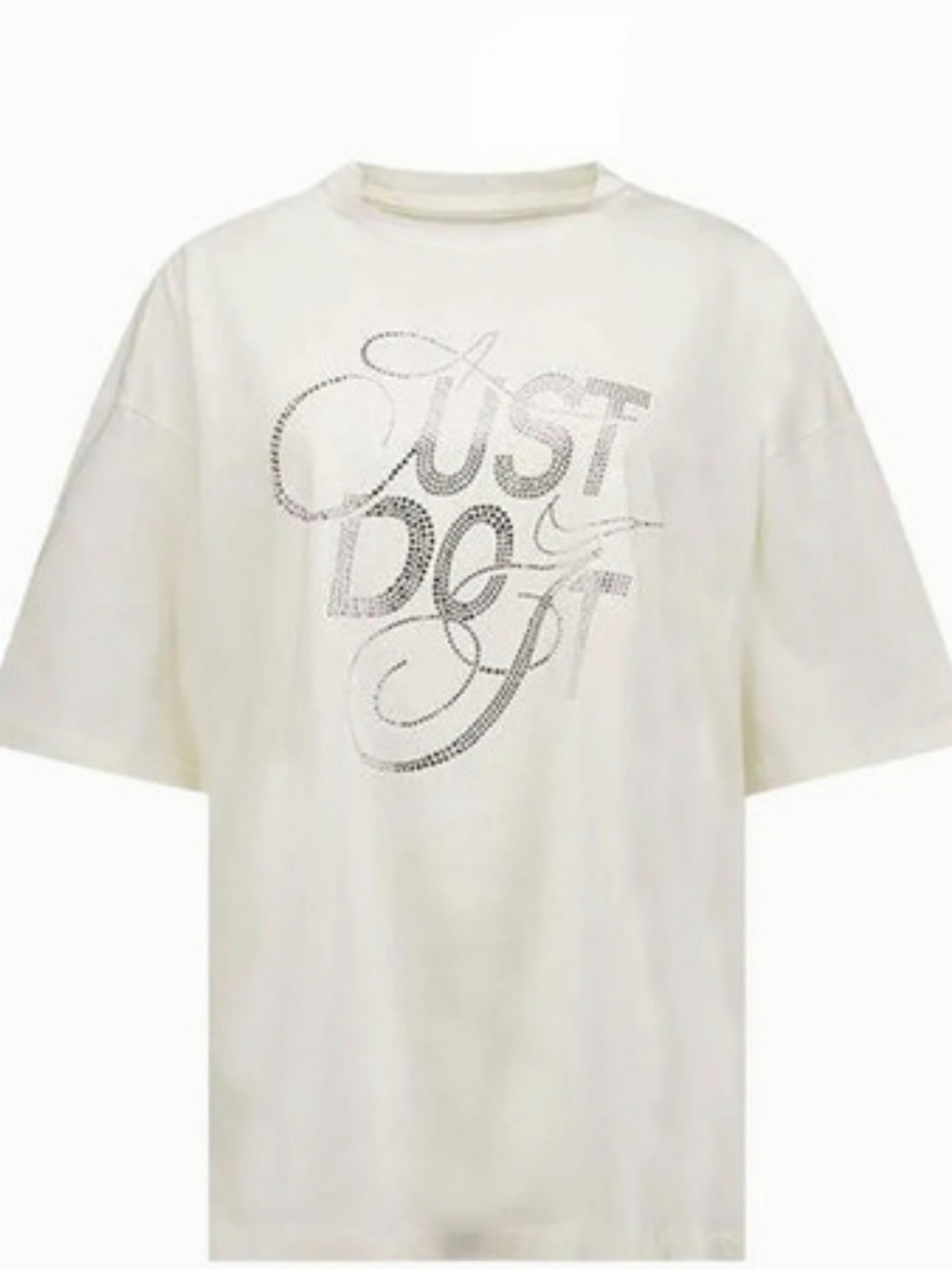Nike Just Do It Rhinestone Embellished Oversized T-Shirt Oversized Tee White